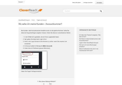 
                            4. Wo sehe ich meine Kunden- / Accountnummer? – CleverReach ...