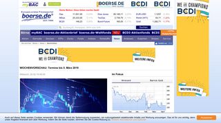 
                            12. WOCHENVORSCHAU: Termine bis 5. März 2019 - boerse.de