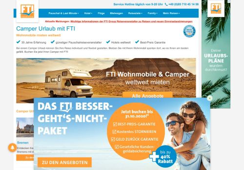 
                            13. Wohnmobile & Camper günstig mieten bei FTI