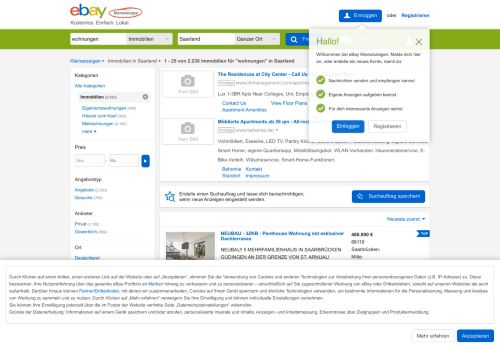 
                            8. Wohnungen, Kleinanzeigen für Immobilien in Saarland | eBay ...