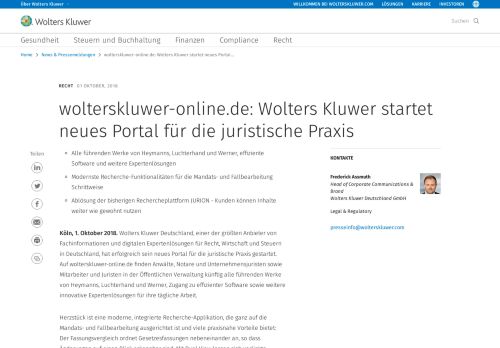 
                            4. wolterskluwer-online.de: Wolters Kluwer startet neues Portal für die ...