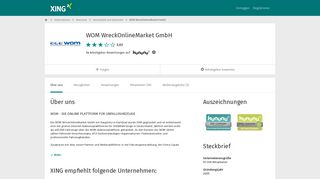
                            11. WOM WreckOnlineMarket GmbH als Arbeitgeber | XING Unternehmen