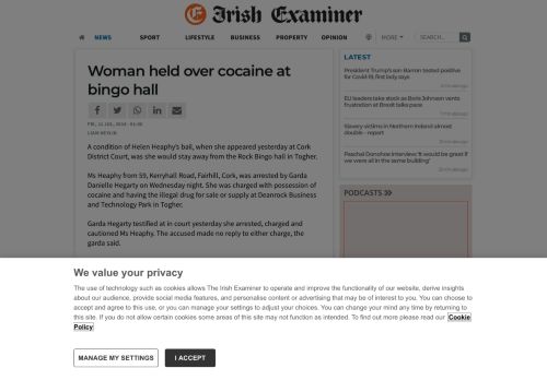 
                            11. Woman held over cocaine at bingo hall | Irish Examiner