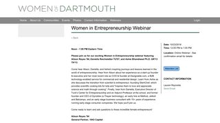 
                            10. Women of Dartmouth - Women in Entrepreneurship Webinar
