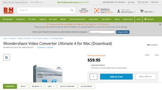 
                            11. Wondershare Video Converter Ultimate 4 for Mac (Download) - B&H