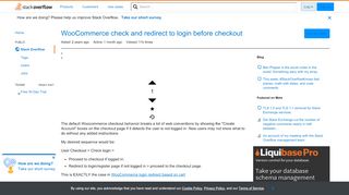 
                            1. WooCommerce check and redirect to login before checkout - Stack ...