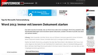 
                            9. Word 2013: Immer mit leerem Dokument starten - TecChannel