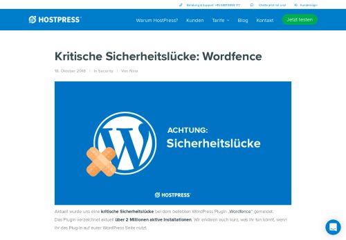 
                            9. Wordfence - Kritische Sicherheitslücke bei WordPress Plugin