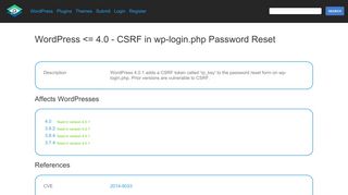 
                            3. WordPress <= 4.0 - CSRF in wp-login.php Password Reset