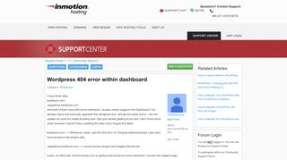 
                            12. Wordpress 404 error within dashboard | InMotion Hosting