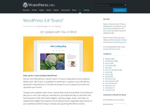 
                            4. WordPress 4.8 “Evans” - WordPress.org