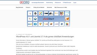 
                            12. WordPress 4.8.1 und Joomla 3.7.4 als goneo clickStart Anwendungen ...