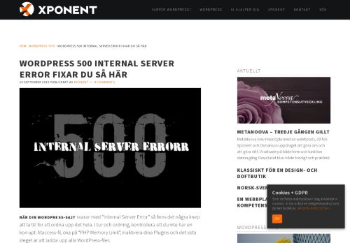
                            11. WordPress 500 internal server error fixar du så här | Xponent