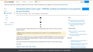 
                            6. Wordpress Admin Can't Login - ERROR: Cookies are blocked or not ...