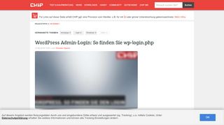 
                            1. WordPress Admin-Login: So finden Sie wp-login.php - CHIP