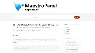 
                            9. Wordpress, Admin Panel'e Login Olamıyorum - MaestroPanel Bilgi