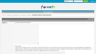 
                            11. Wordpress Admin Paneli Açılmıyor. - Forum TR