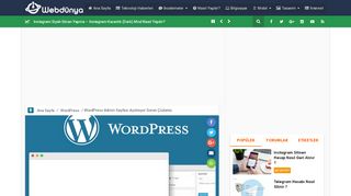 
                            2. WordPress Admin Sayfası Açılmıyor Sorun Çözümü | WebDünya