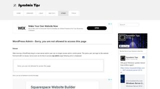 
                            4. WordPress Admin - Sorry, you are not allowed to access this page