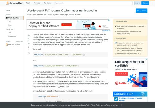 
                            6. Wordpress AJAX returns 0 when user not logged in - Stack Overflow