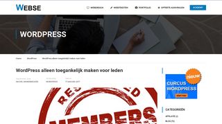 
                            5. WordPress Alleen Toegankelijk Voor Leden - WP-Plugins | WEBSE.nl