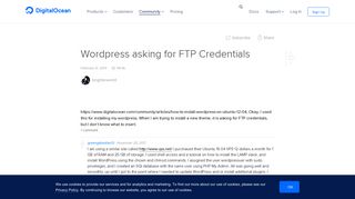 
                            1. Wordpress asking for FTP Credentials | DigitalOcean