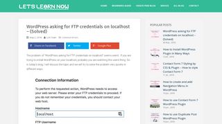 
                            9. Wordpress asking for FTP credentials on localhost - (Solved)
