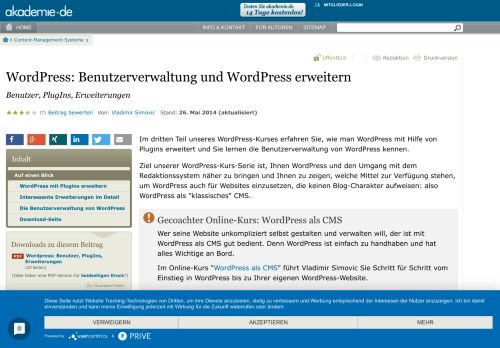 
                            6. WordPress: Benutzerverwaltung und WordPress erweitern | akademie ...