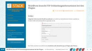 
                            5. Wordpress braucht FTP Verbindungsinformationen bei den Plugins ...