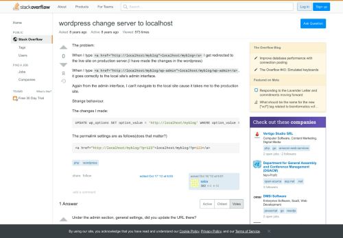 
                            13. wordpress change server to localhost - Stack Overflow