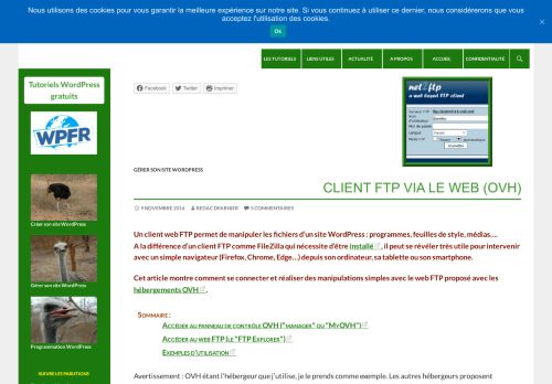 
                            8. [ WordPress ] => Client FTP via le web (OVH) - Débuter WordPress