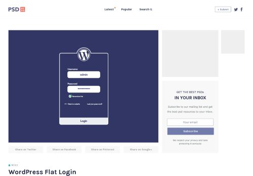 
                            6. Wordpress Flat Login | Free PSD Template | PSD Repo