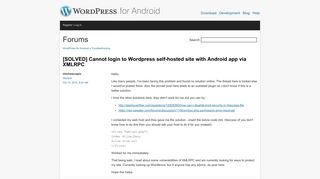 
                            2. WordPress for Android » [SOLVED] Cannot login to Wordpress self ...
