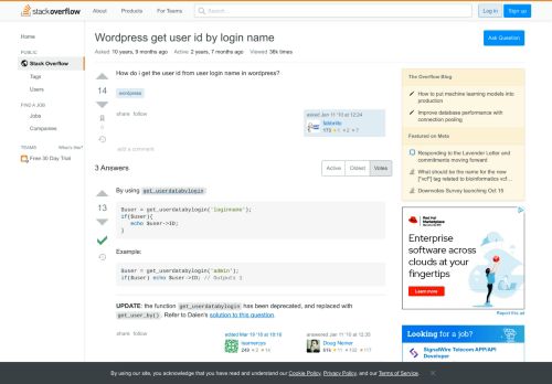 
                            3. Wordpress get user id by login name - Stack Overflow