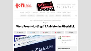 
                            11. WordPress-Hosting: 13 Anbieter im Überblick - t3n