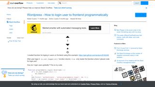 
                            3. Wordpress - How to login user to frontend programmatically - Stack ...