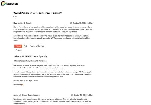 
                            12. WordPress in a Discourse iFrame? - ux - Discourse Meta