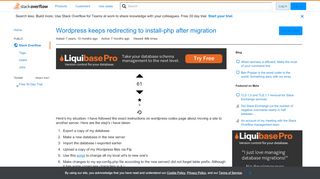 
                            9. Wordpress keeps redirecting to install-php after migration - Stack ...