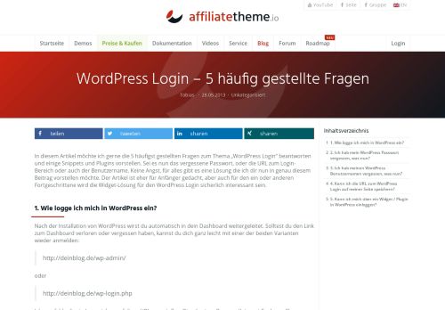 
                            10. WordPress Login – 5 häufig gestellte Fragen - affiliatetheme.io