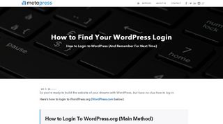 
                            10. WordPress Login: How to Find Your WordPress Login (And ...