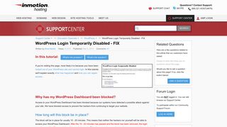 
                            11. WordPress Login Temporarily Disabled - FIX | InMotion Hosting