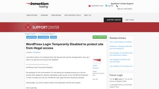 
                            2. WordPress Login Temporarily Disabled to protect site from illegal ...