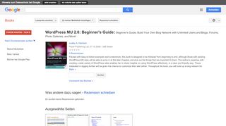 
                            12. WordPress MU 2.8: Beginner's Guide: Beginner's Guide, Build Your ... - Google Books-Ergebnisseite