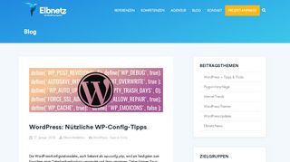 
                            12. WordPress: Nützliche WP-Config-Tipps · Elbnetz-Blog