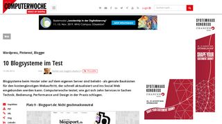 
                            13. Wordpress, Pinterest, Blogger: 10 Blogsysteme im Test ...