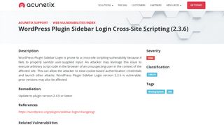 
                            13. WordPress Plugin Sidebar Login Cross-Site Scripting (2.3.6) - Acunetix