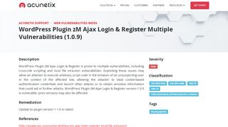 
                            7. WordPress Plugin zM Ajax Login & Register Multiple Vulnerabilities ...