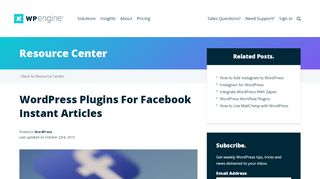 
                            12. WordPress Plugins for Facebook Instant Articles | WP Engine®