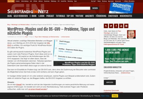 
                            11. WordPress-Plugins und die DS-GVO - Probleme, Tipps und nützliche ...