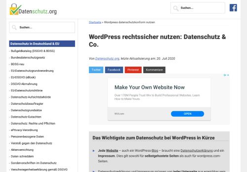 
                            1. Wordpress rechtssicher nutzen I Datenschutz 2019
